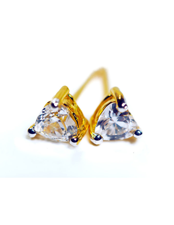 ต่างหูชุบทองแท้ 3 ไมครอน ลายสามเหลี่ยมมุม