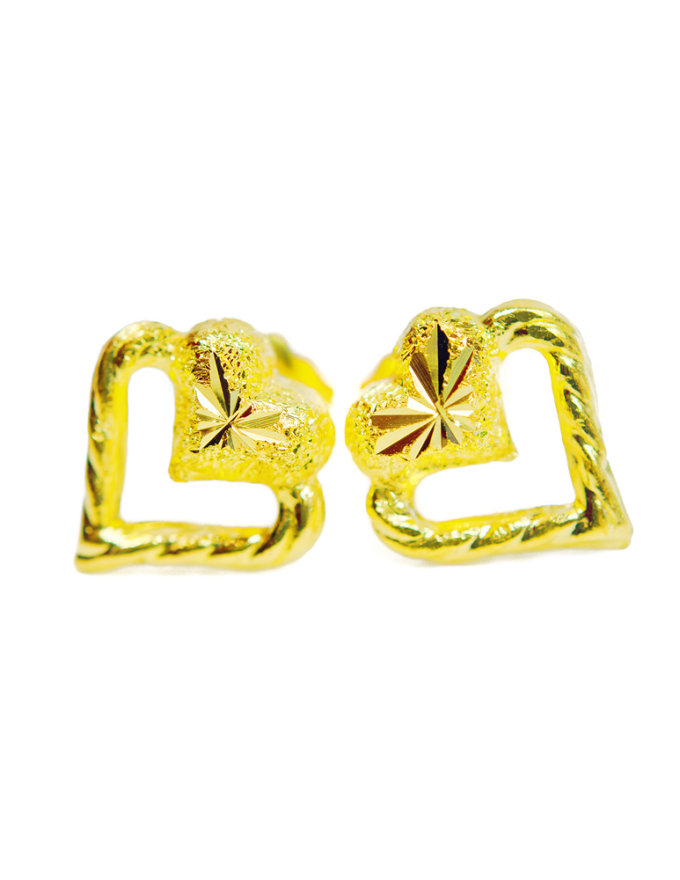 ต่างหู ทองคำแท้ ลายหัวใจซ้อน หนัก 1/2 สลึง