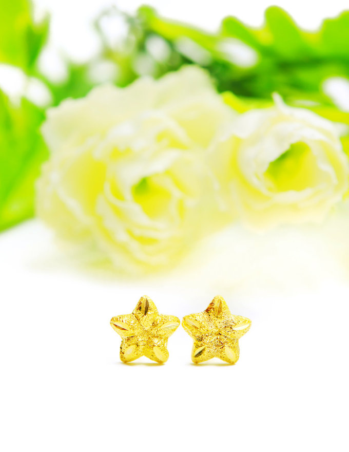 ต่างหู ทองคำแท้ ลายดาวตัดลาย หนัก 1/2 สลึง