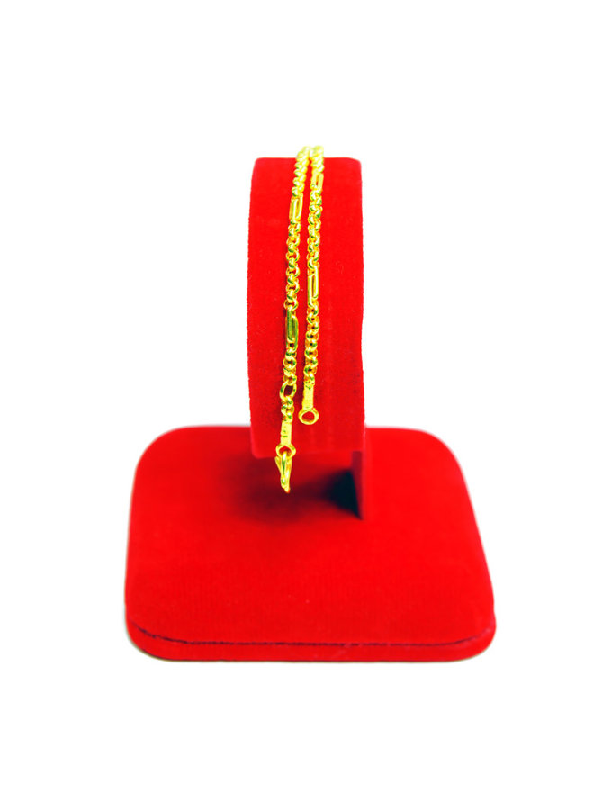 สร้อยข้อมือเด็ก ทองคำแท้ ลายผ่าหวาย คั่นมะรุม หนัก 1/2 สลึง สร้อยข้อมือเด็ก ทองคำแท้ ลายผ่าหวาย คั่นมะรุม หนัก 1/2 สลึง