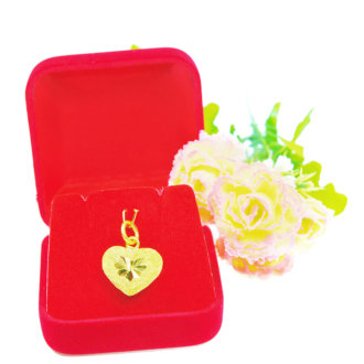 จี้ ทองคำแท้ รูปหัวใจ ตัดลาย น้ำหนักทอง 1 สลึง