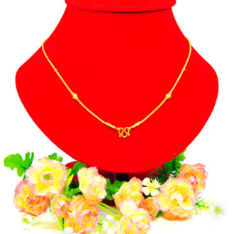 สร้อยคอ ทองคำแท้ ลายซีตรอง ประดับตะกร้อ ลูกคิดข้าง หนัก 2 สลึง