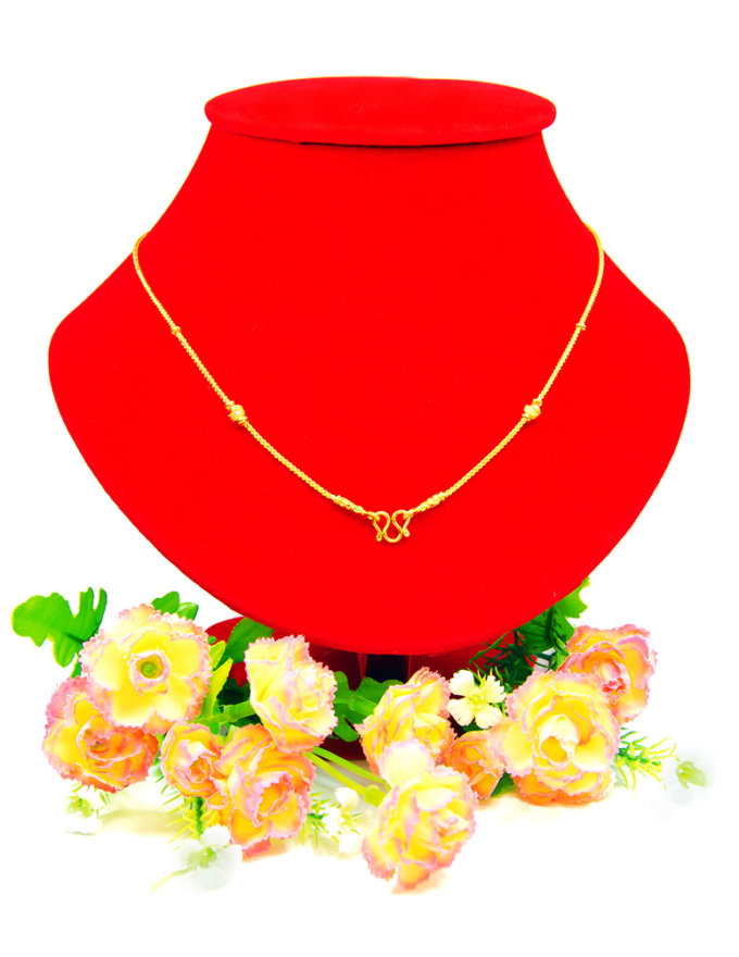 สร้อยคอ ทองคำแท้ ลายซีตรอง ประดับตะกร้อ ลูกคิดข้าง หนัก 2 สลึง