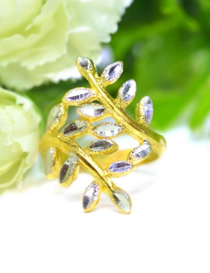 แหวน ทองคำแท้ ลายใบมะกอก สองกษัตริย์ หนัก 2 สลึง