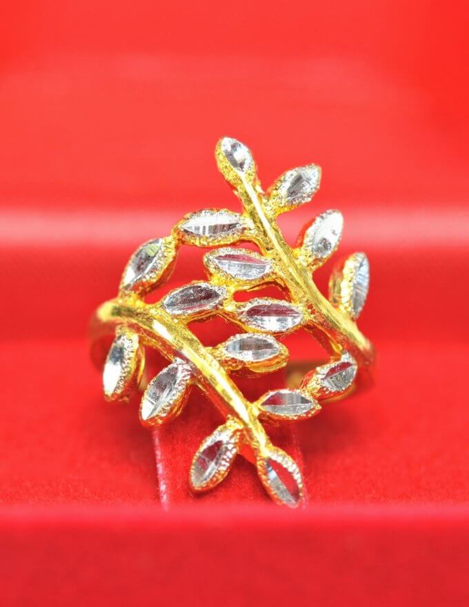 แหวน ทองคำแท้ ลายใบมะกอก สองกษัตริย์ หนัก 2 สลึง