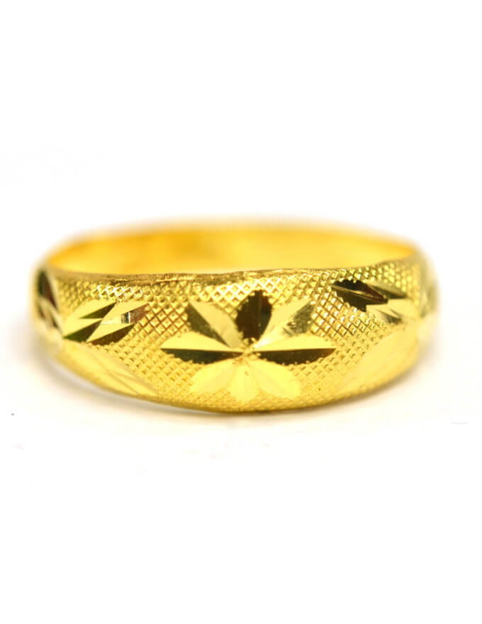 แหวน ทองคำแท้ ลายเต่าไป๊ ตัดลายดอกไม้ หนัก 1 กรัม