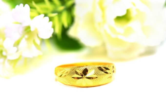 แหวน ทองคำแท้ ลายเต่าไป๊ ตัดลายดอกไม้ หนัก 1 กรัม