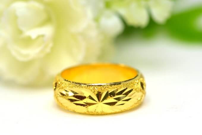 แหวน 1 สลึง  ทองคำแท้ ลายลูกคิด จิกเพชร ตัดลาย