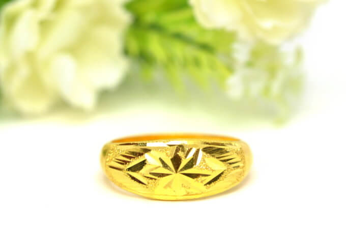 แหวน 1 สลึง ทองคำแท้ ลายเต่าไป๊ จิกเพชร ตัดลาย