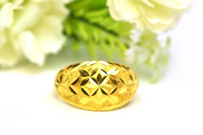 แหวน 1 สลึง ทองคำแท้ ลายเต่าไป๊ จิกเพชร ตัดลาย