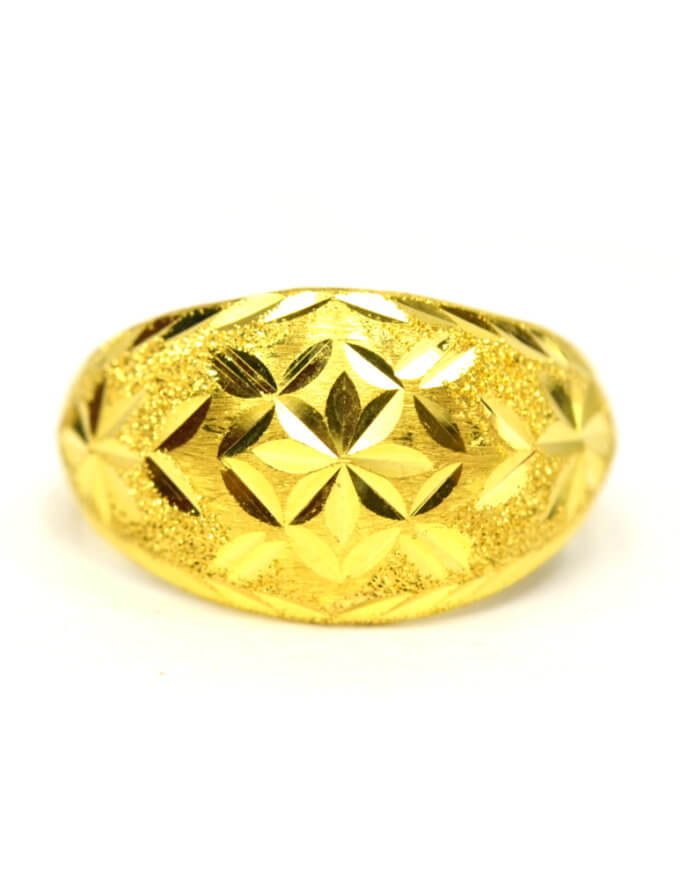 แหวน 1 สลึง ทองคำแท้ ลายเต่าไป๊ จิกเพชร ตัดลาย