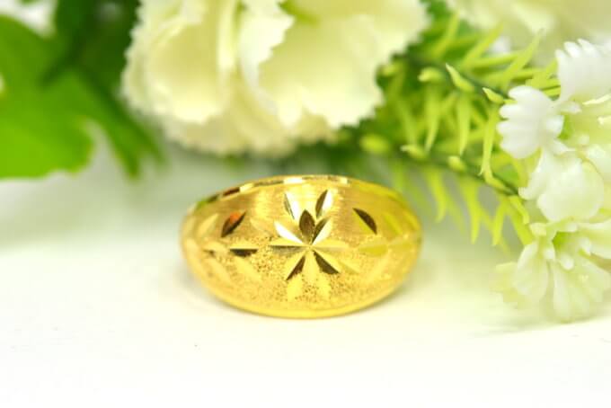 แหวน 1 สลึง ทองคำแท้ ลายเต่าไป๊ จิกเพชร ตัดลาย