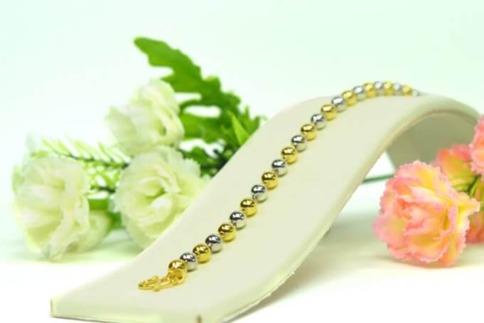 สร้อยข้อมือ ทองคำ 2 สลึง ลายประคำสองสี