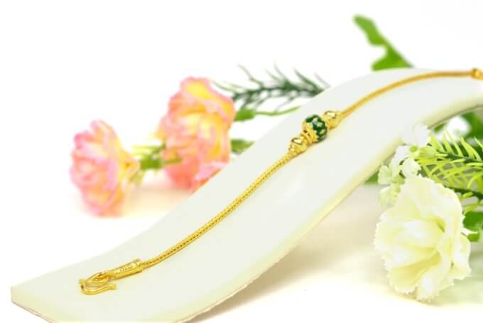 สร้อยข้อมือ ทองคำ 2 สลึง ลายสี่เสาตันสุโขทัยลงยา