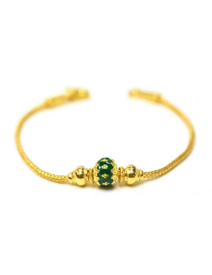 สร้อยข้อมือ ทองคำ 2 สลึง ลายสี่เสาตันสุโขทัยลงยา