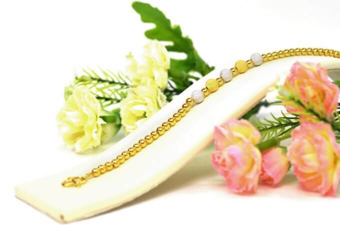 สร้อยข้อมือ ทองคำ 2 สลึง ลายประคำสองสี