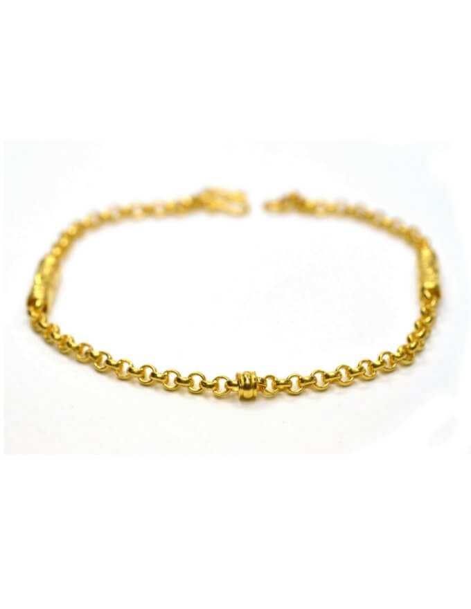 สร้อยข้อมือ ทองคำ 1/2 สลึง ลายผ่าหวาย คั่นปล้อง