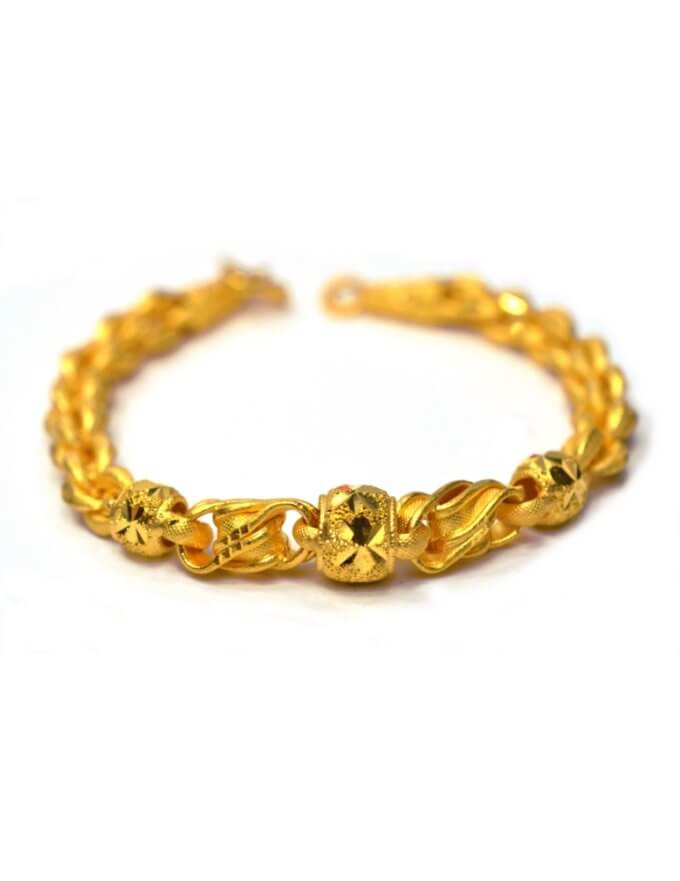 สร้อยข้อมือ ทองคำ 1 บาท ลายลูกเดือย คั่นโอ่งมีนา