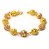 สร้อยข้อมือ ทองคำ 1 บาท ลายประคำ 2 สี เคลือบพิงค์โกลด์ ทองคำ