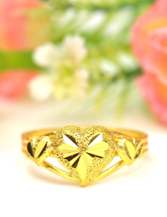 แหวน ทอง ครึ่ง สลึง ลาย แฟนซี หัวใจ ฉีด ตัดลาย ทองคำแท้